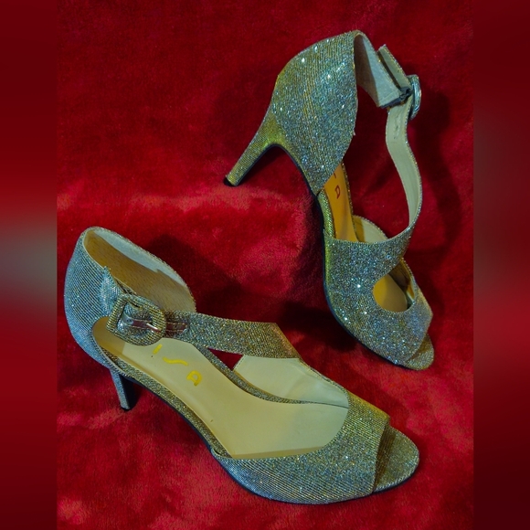 Unisa Sparkling Gold Peep Toe Women's Heels - Size 8.5 - Picture 6 of 7